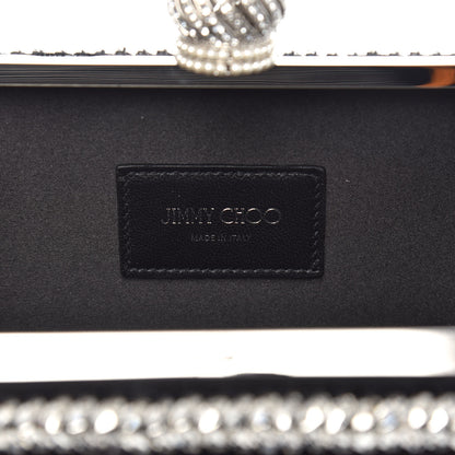 Jimmy Choo Satin Feather Crystal Embellished Celeste Clutch Black 6 of 7