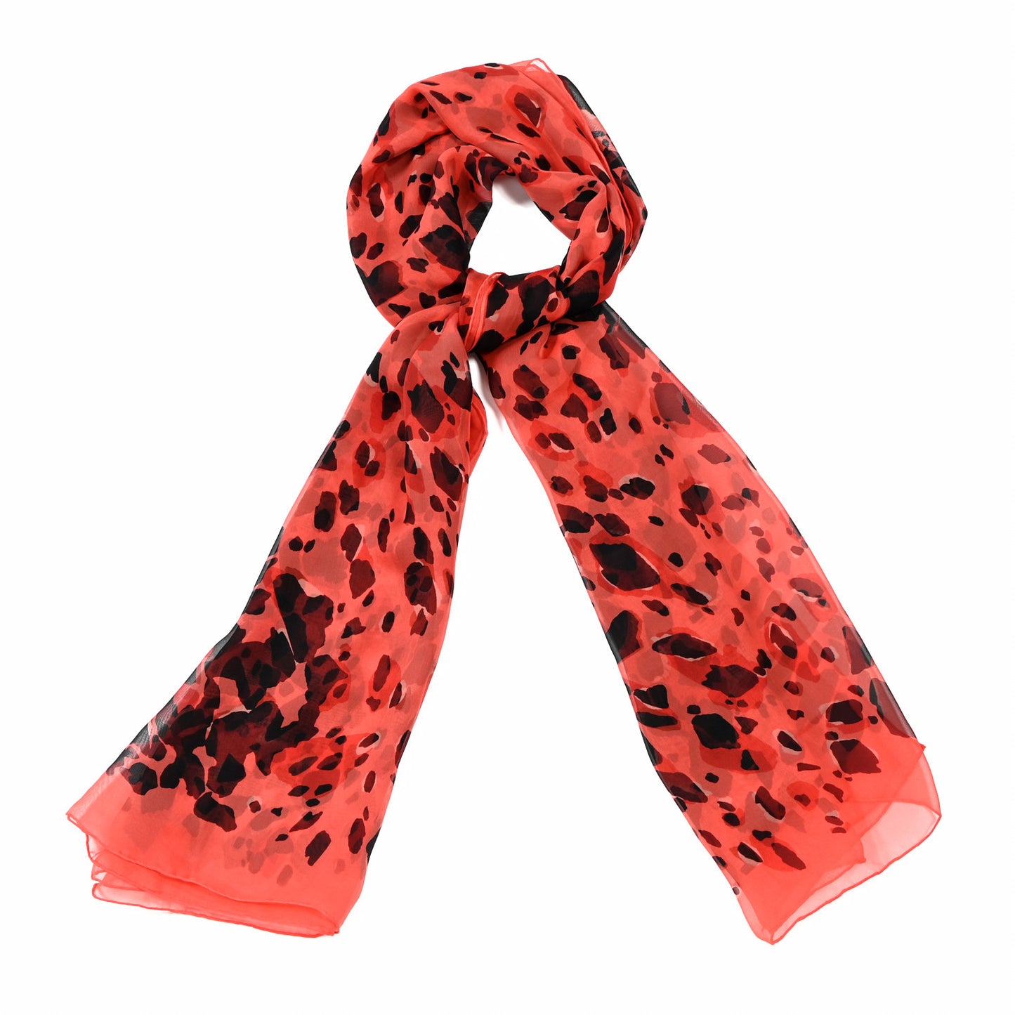 Silk Animal Print Scarf Bright Peony