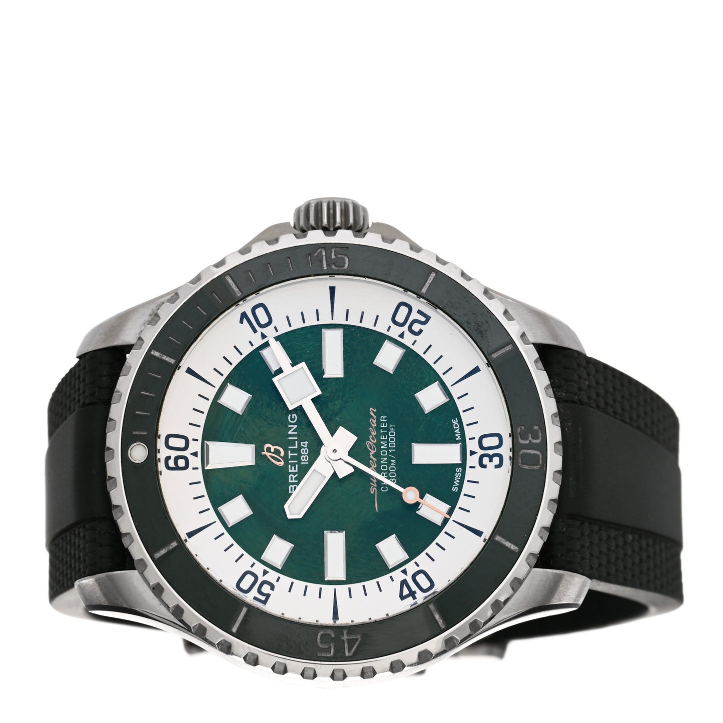 Stainless Steel Rubber 44mm SuperOcean Automatic Watch Green A17376A31L1A1