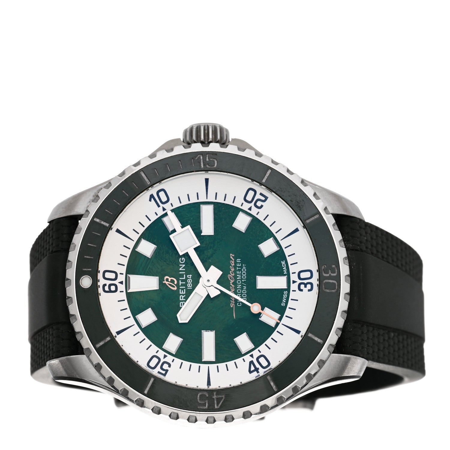 Breitling Stainless Steel Rubber 44mm SuperOcean Automatic Watch Green A17376A31L1A1 2 of 4