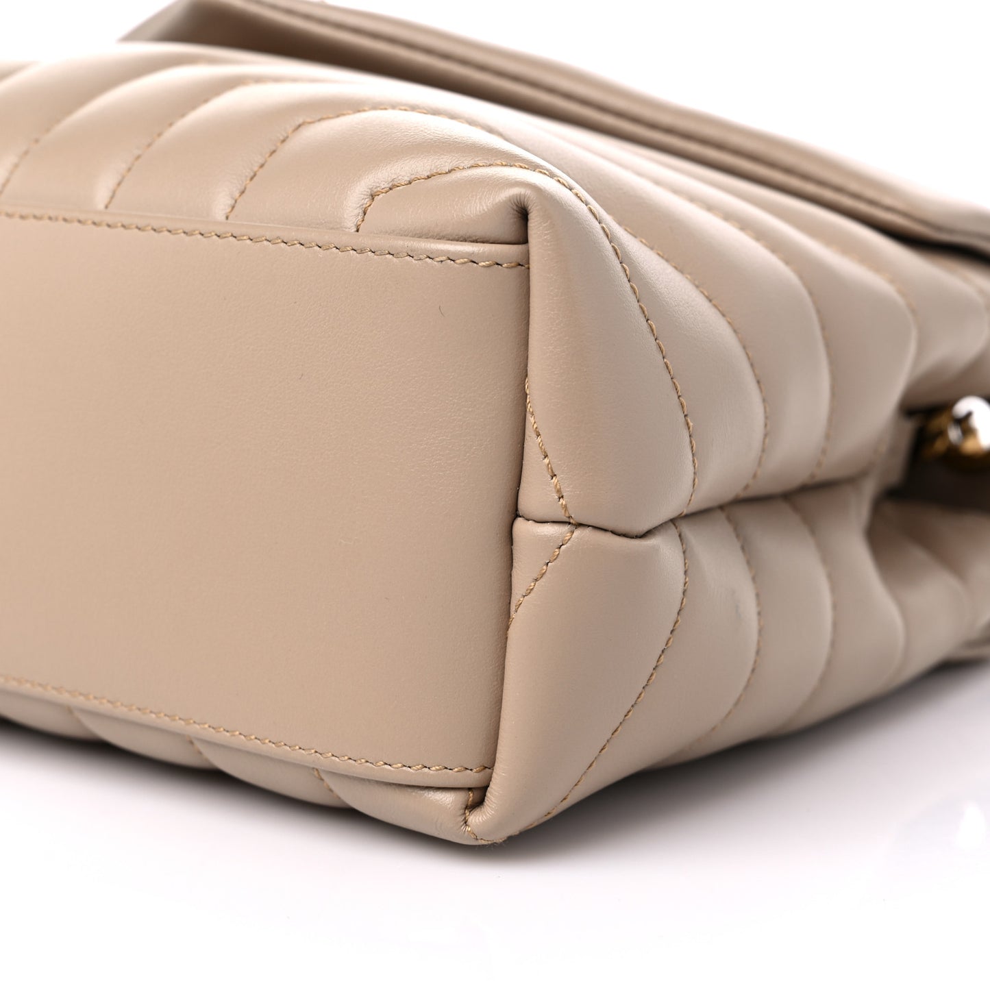 Calfskin Y Quilted Monogram Small Loulou Chain Satchel Dark Beige