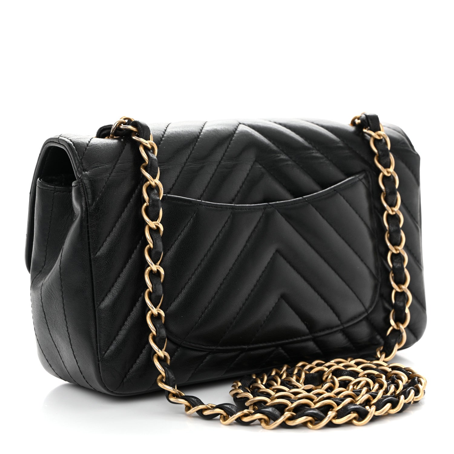 Chanel Lambskin Chevron Quilted Mini Rectangular Flap Black 3 of 11
