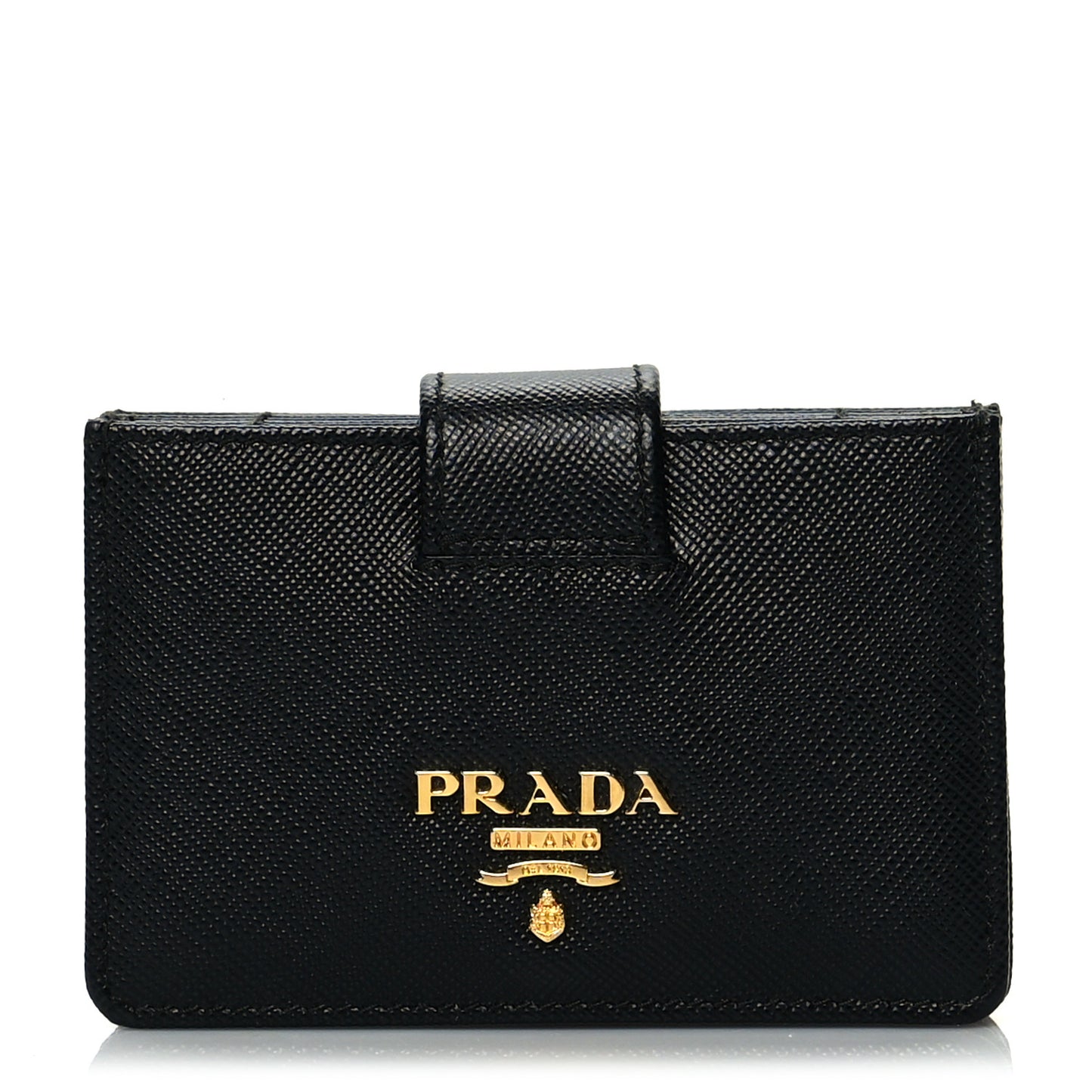Saffiano Metal Gusseted Card Holder Black
