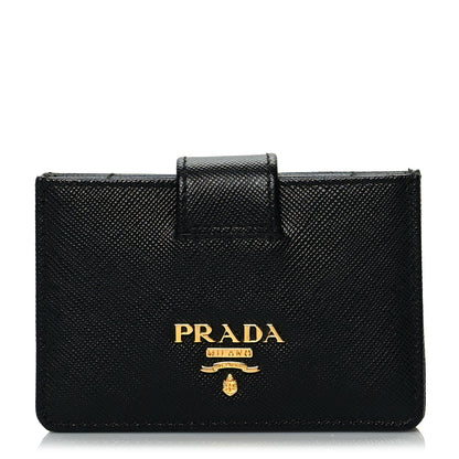 Prada Saffiano Metal Gusseted Card Holder Black 1 of 6