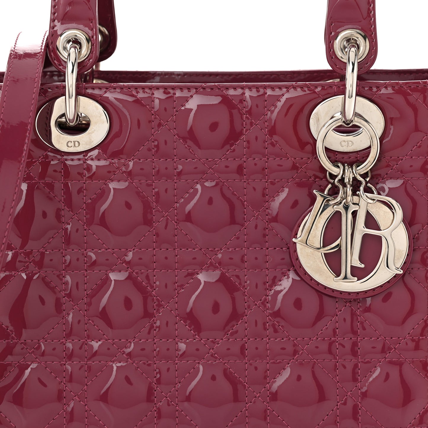 Patent Cannage Medium Lady Dior Dark Pink