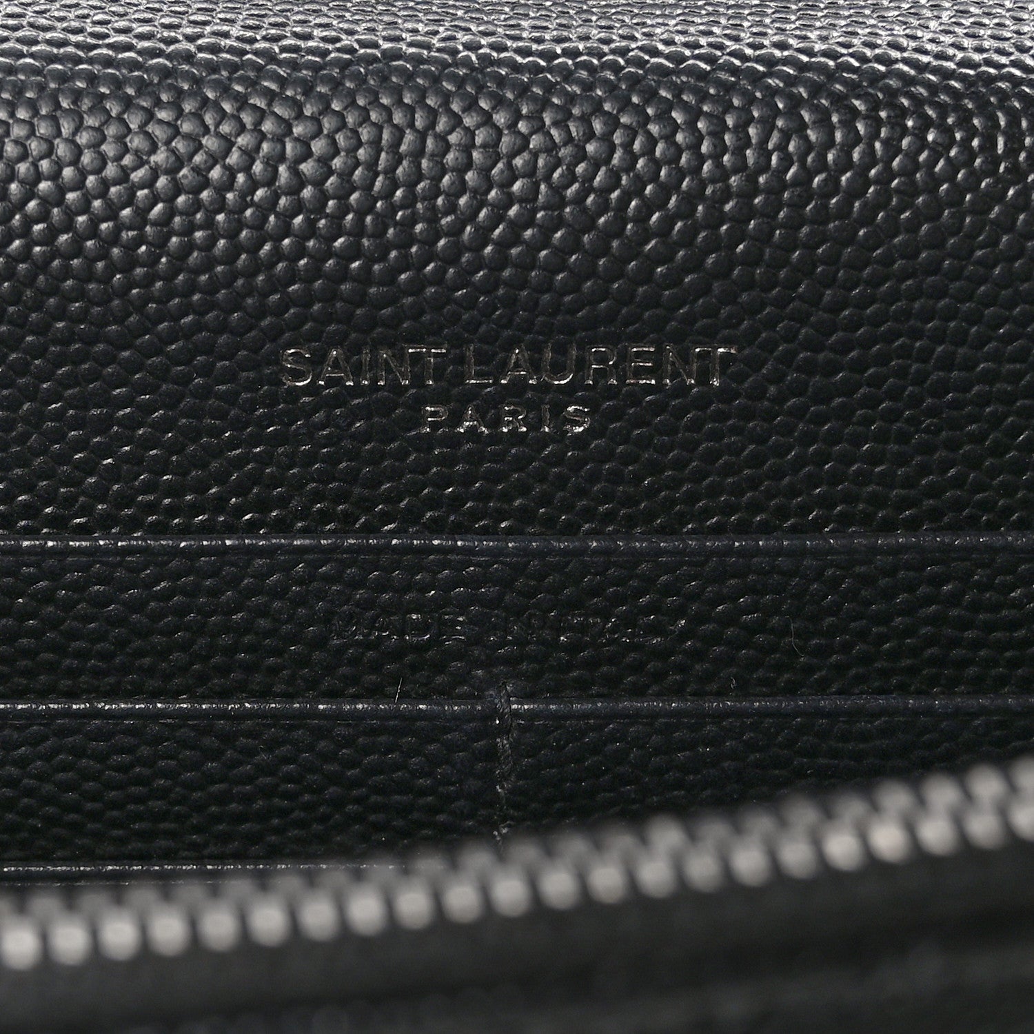 Saint Laurent Grain De Poudre Matelasse Chevron Monogram Envelope Chain Wallet Black White 6 of 10