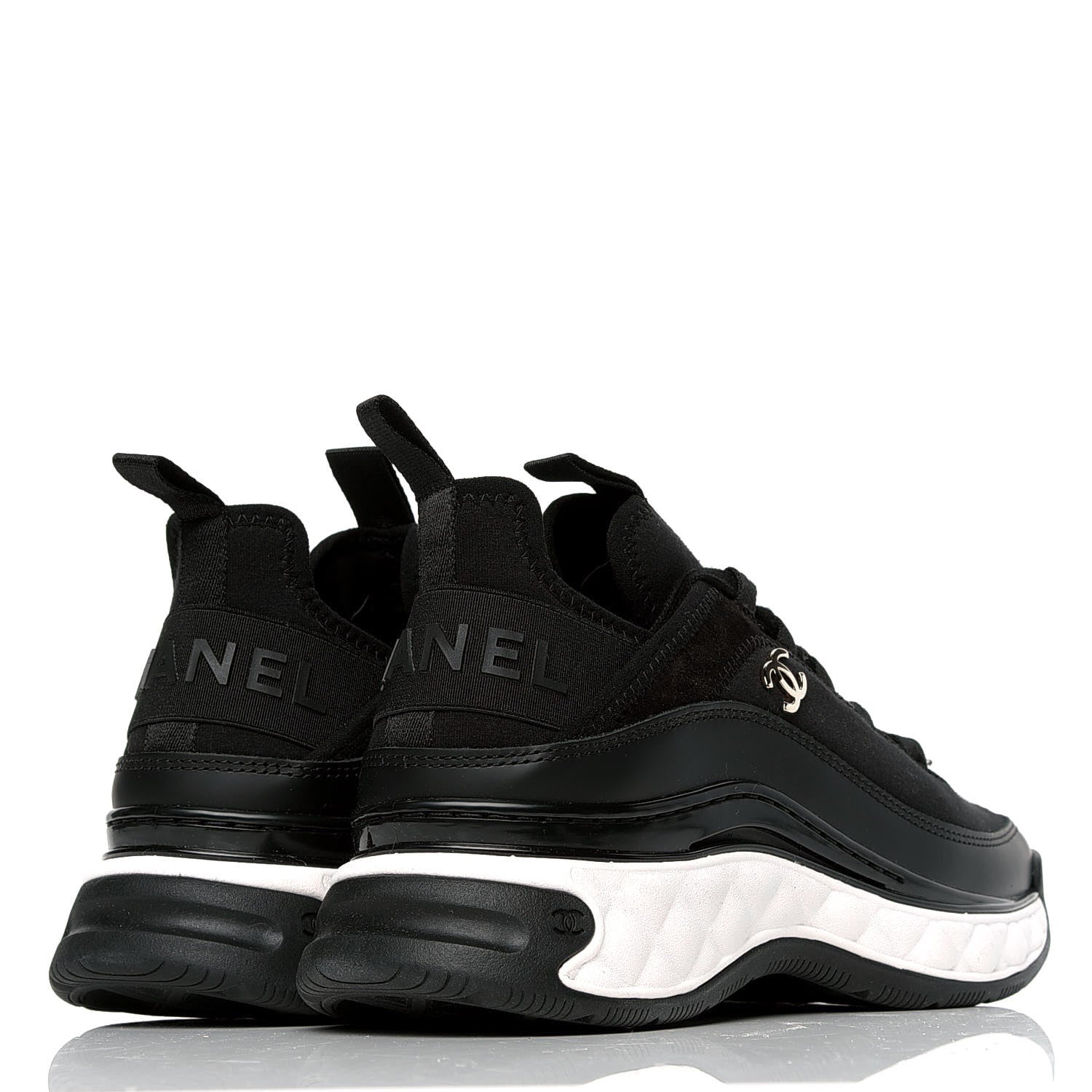 Chanel Velvet Calfskin Mixed Fibers CC Sneakers 36 Black 3 of 4