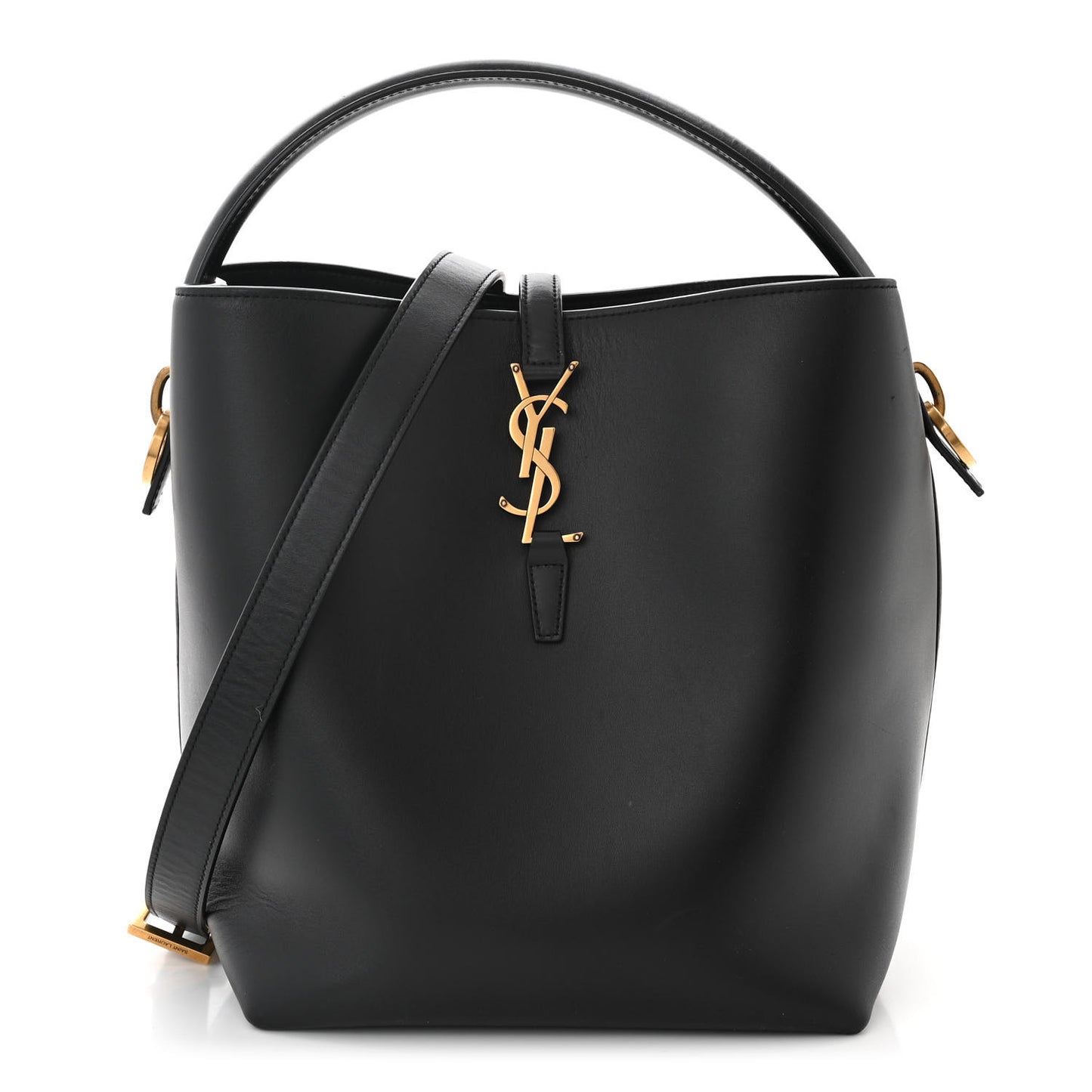 Smooth Shiny Calfskin Monogram Le 37 Bucket Bag Black