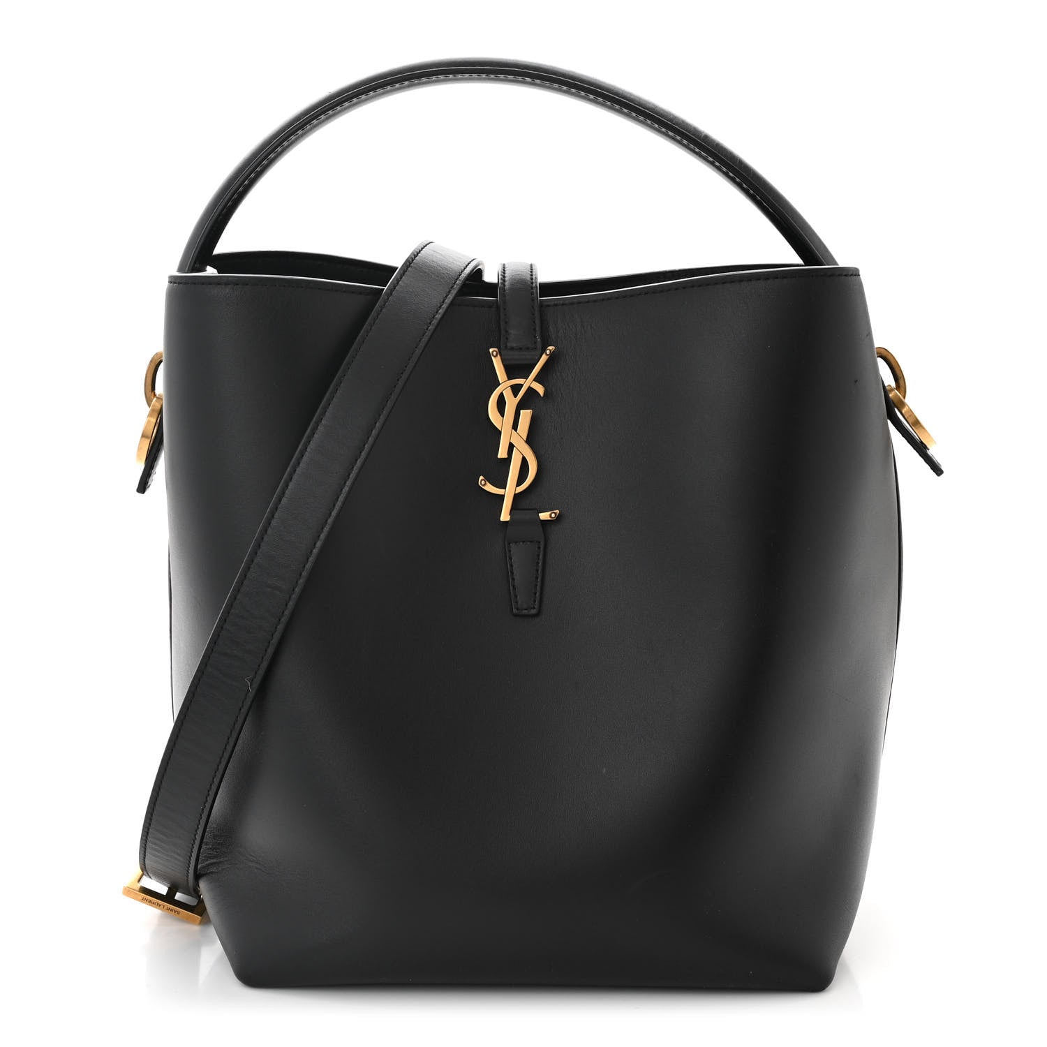 Saint Laurent Smooth Shiny Calfskin Monogram Le 37 Bucket Bag Black 1 of 10