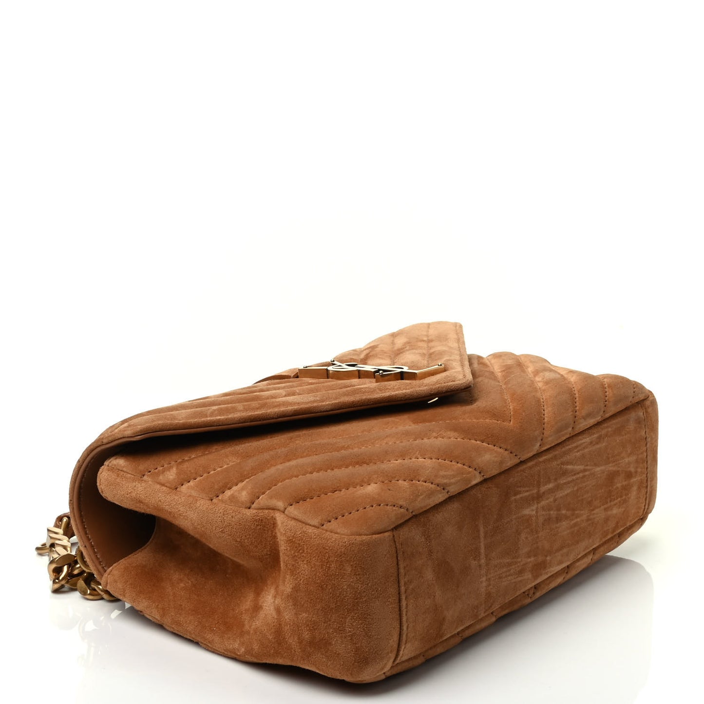 Suede Matelasse Chevron Monogram Medium College Bag Cinnamon