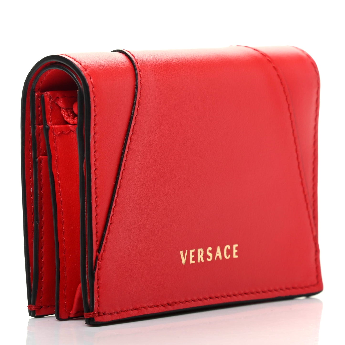 Calfskin Virtus Bifold Wallet Red