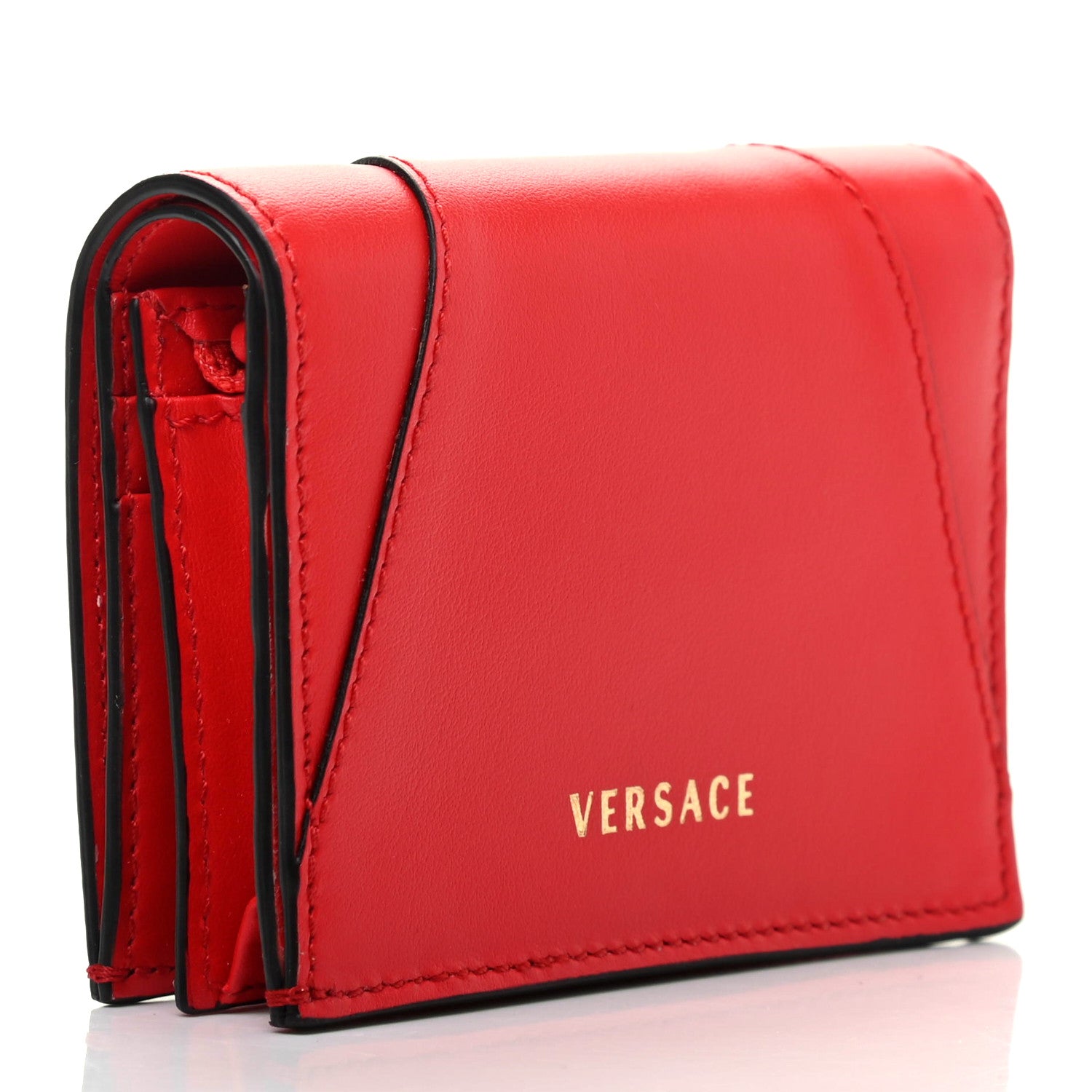 Versace Calfskin Virtus Bifold Wallet Red 3 of 7