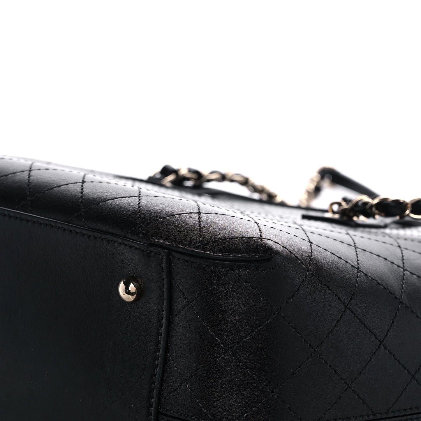 Calfskin Stitched Shopping Tote Black