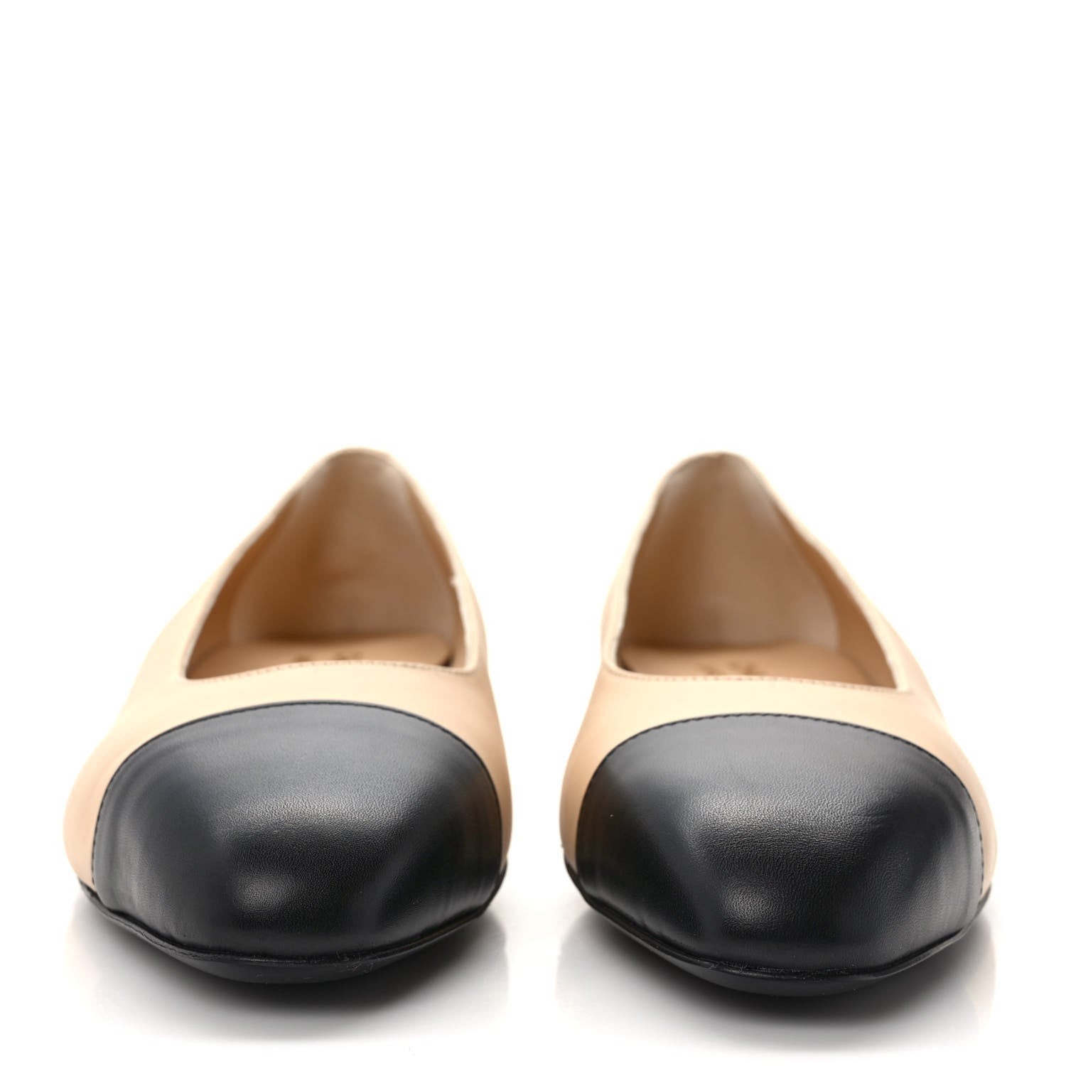 Chanel Lambskin Cap Toe Ballerina Flats 41 Beige Black 2 of 8