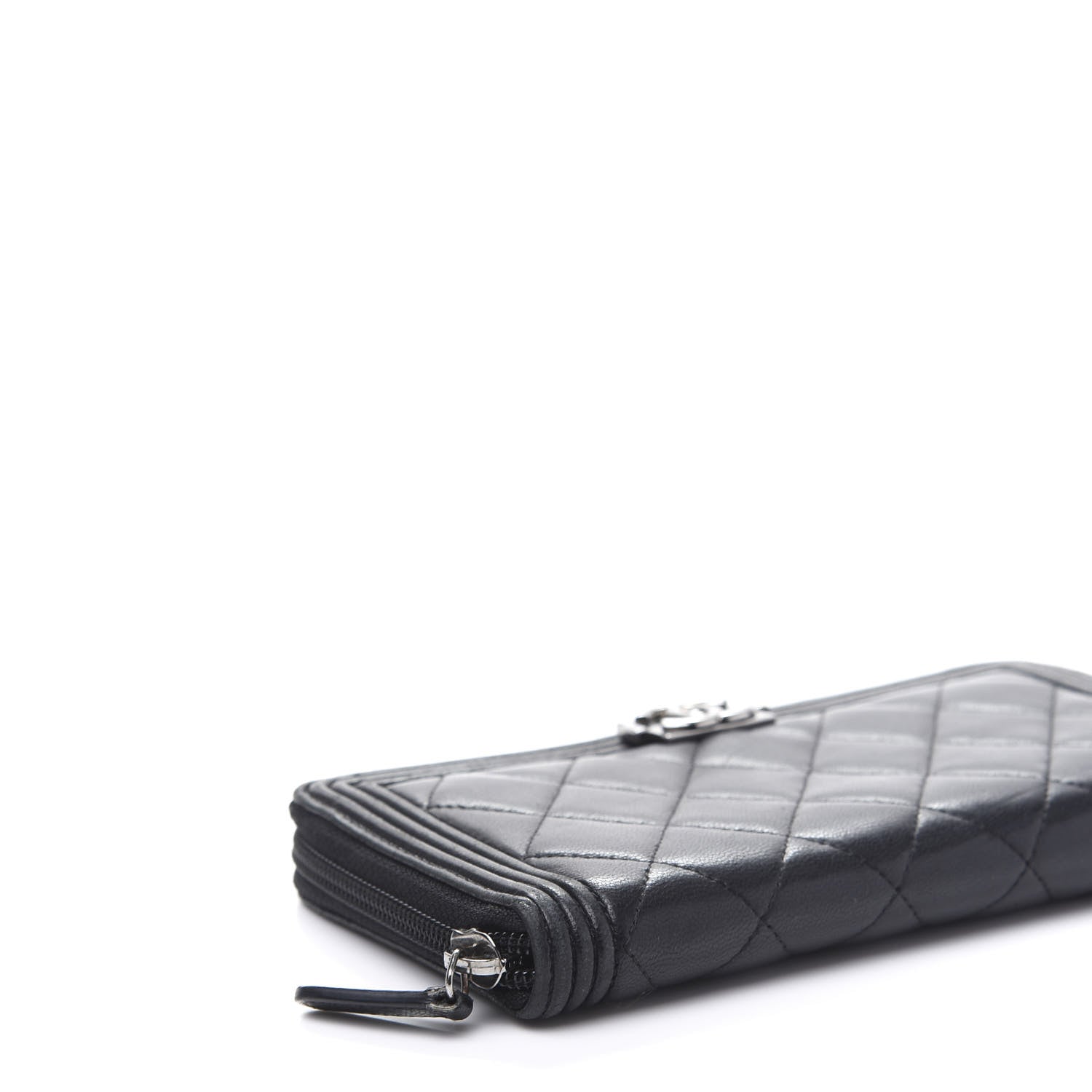 Chanel Lambskin Quilted Boy Zip Around Wallet Black 9 of 10