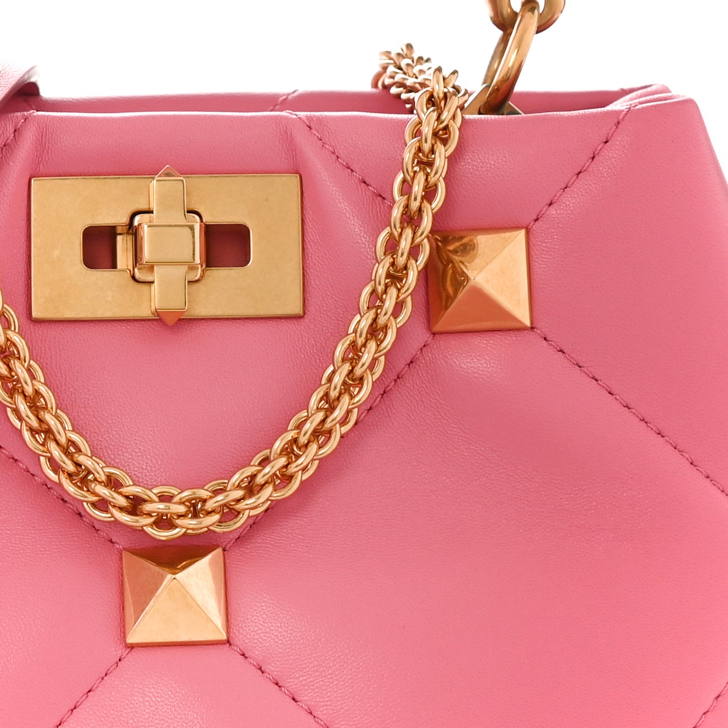 Nappa Small Roman Stud The Handle Bag Flamingo Pink