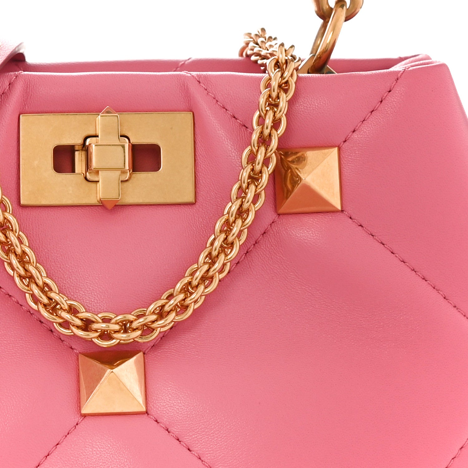 Valentino Garavani Nappa Small Roman Stud The Handle Bag Flamingo Pink 8 of 10