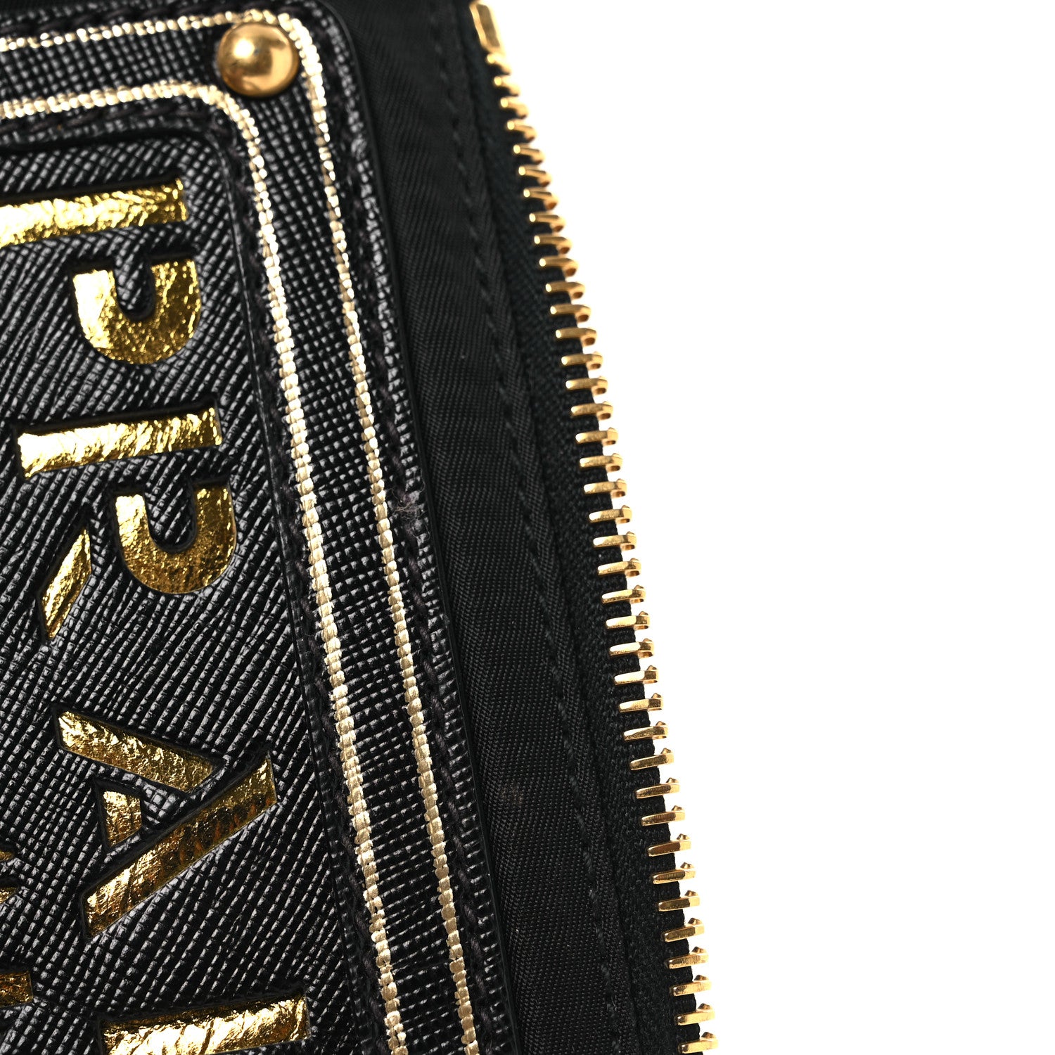 Prada Tessuto Bandoliera Logo Shoulder Bag Gold Black 11 of 13