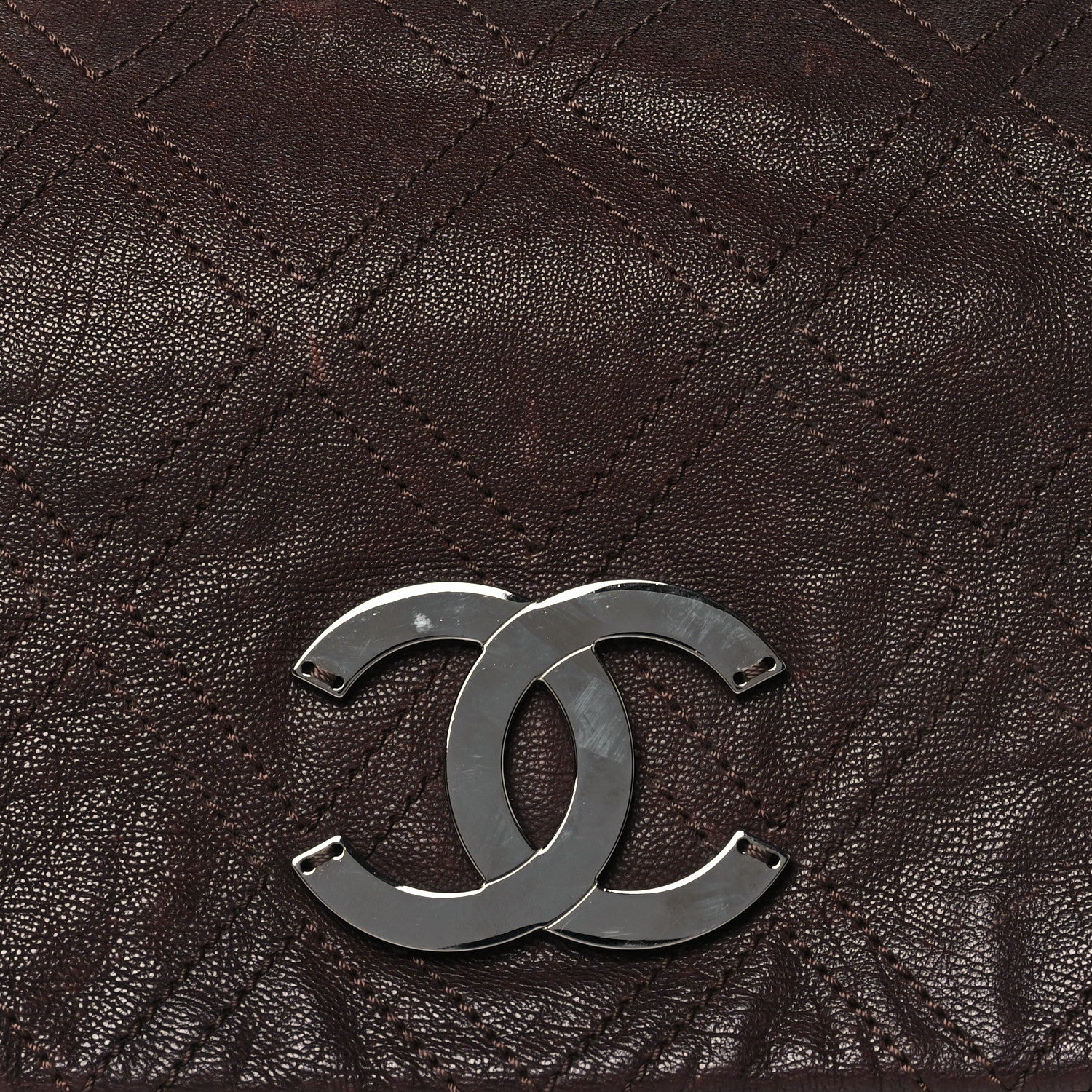 Chanel Calfskin Diamond Stitch Accordion Flap Brown 8 of 12