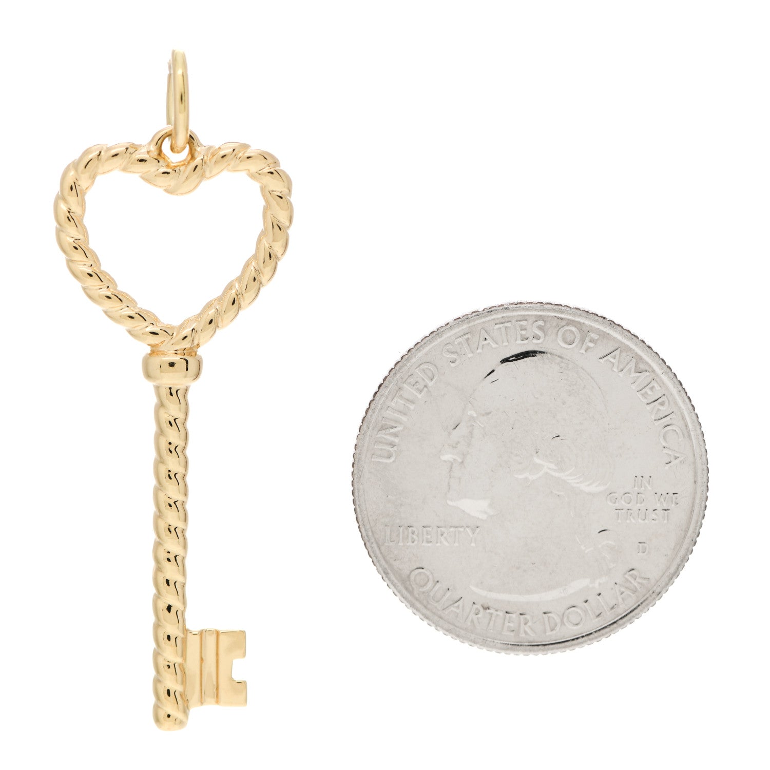 Tiffany 18K Yellow Gold Twist Heart Key Pendant 2 of 4