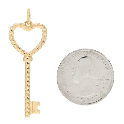Tiffany 18K Yellow Gold Twist Heart Key Pendant 2 of 4