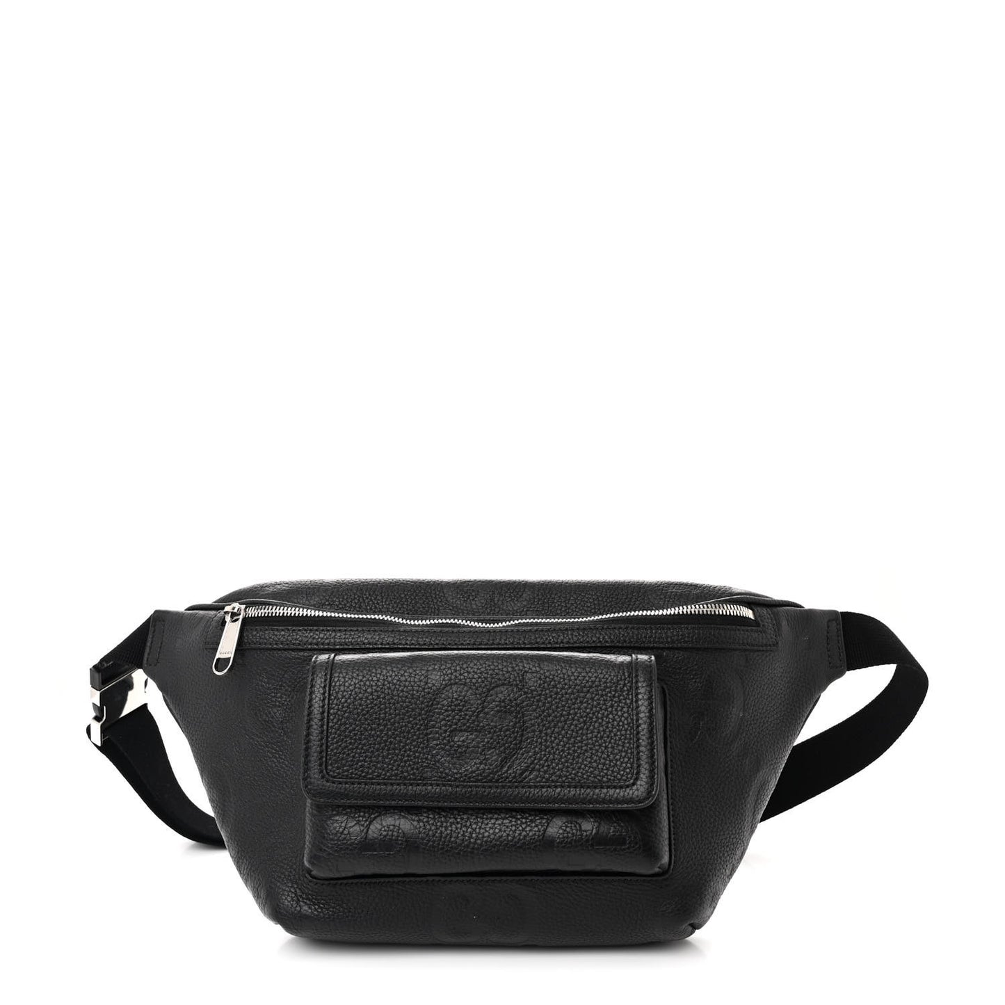 Calfskin GG Tennis Embossed Pocket Belt Bag Black