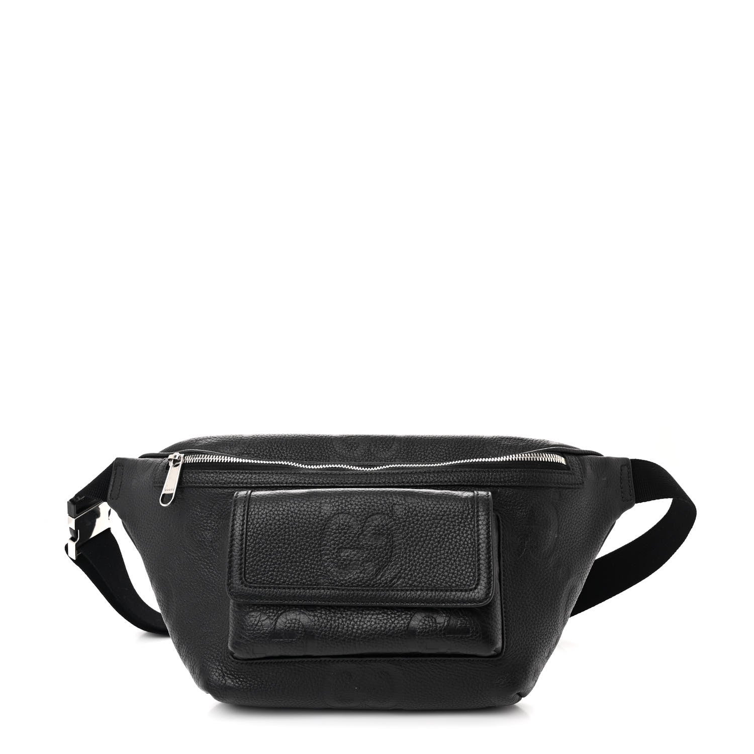 Gucci Calfskin GG Tennis Embossed Pocket Belt Bag Black 1 of 12