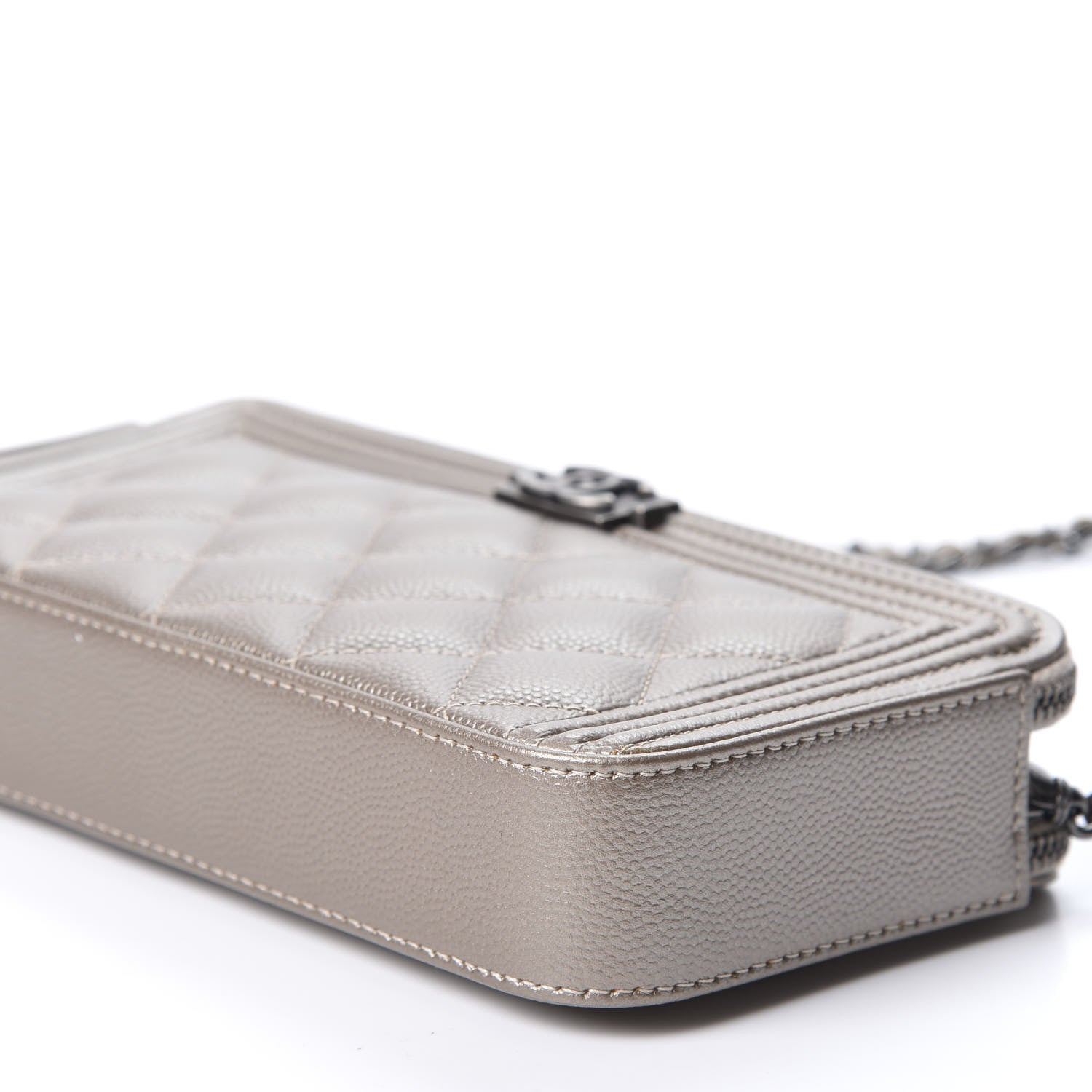 Chanel Metallic Caviar Quilted Small Boy Clutch With Chain Copper 7 of 11