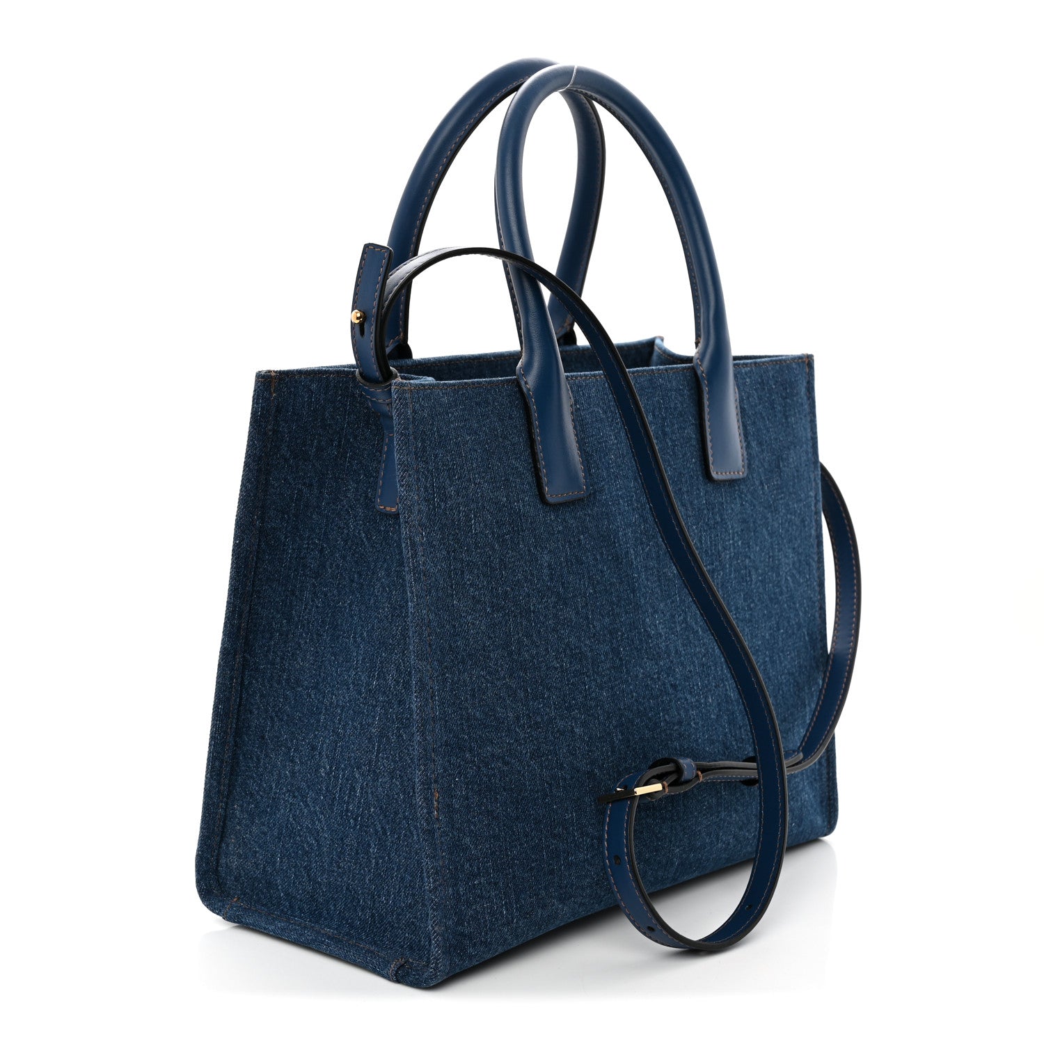 Versace Denim Calfskin La Medusa Small Tote Bag Blue 3 of 10