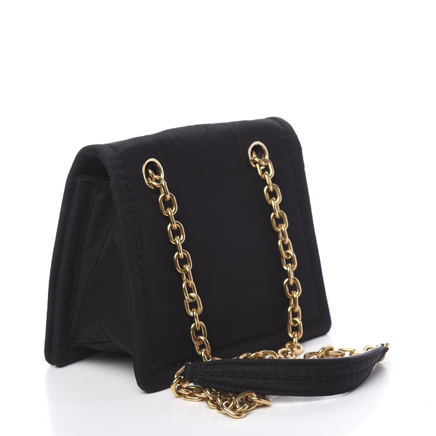 Nylon Tessuto Chain Shoulder Bag Black
