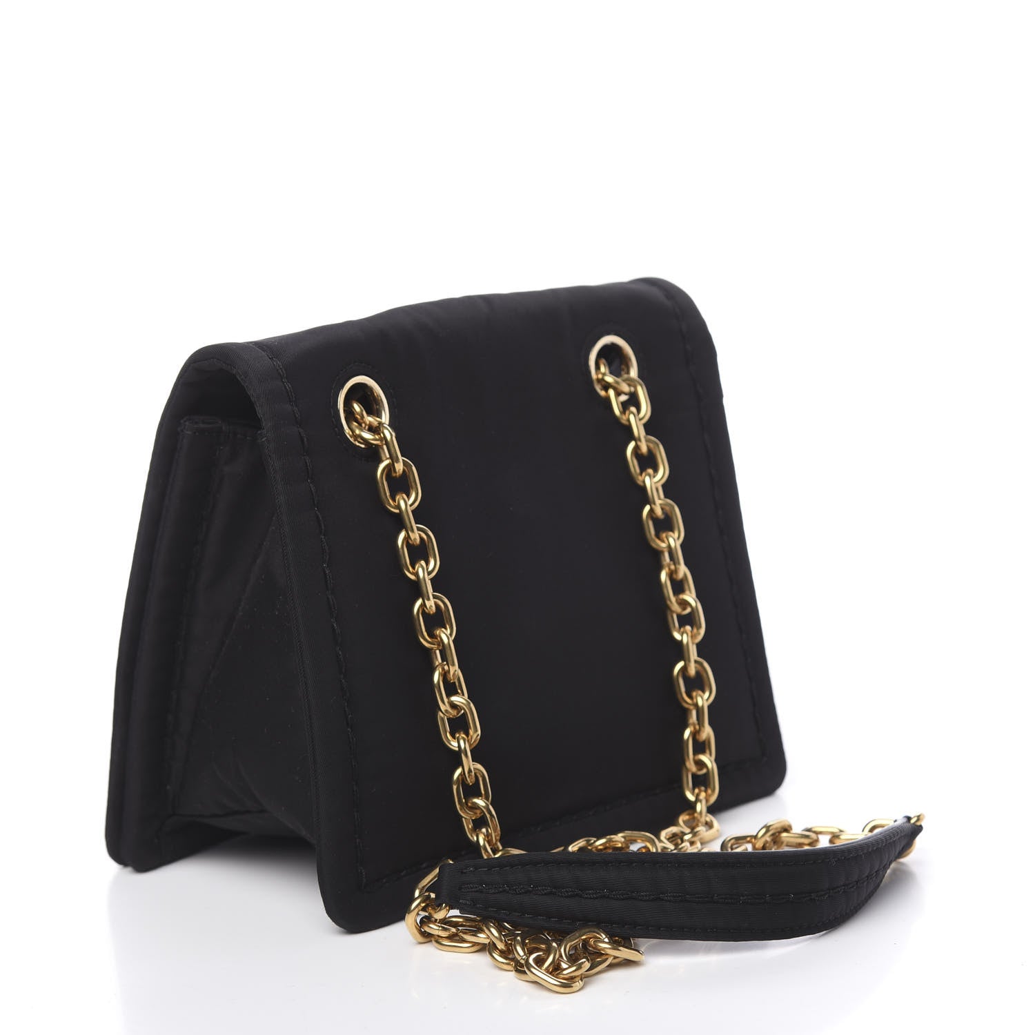 Prada Nylon Tessuto Chain Shoulder Bag Black 4 of 10