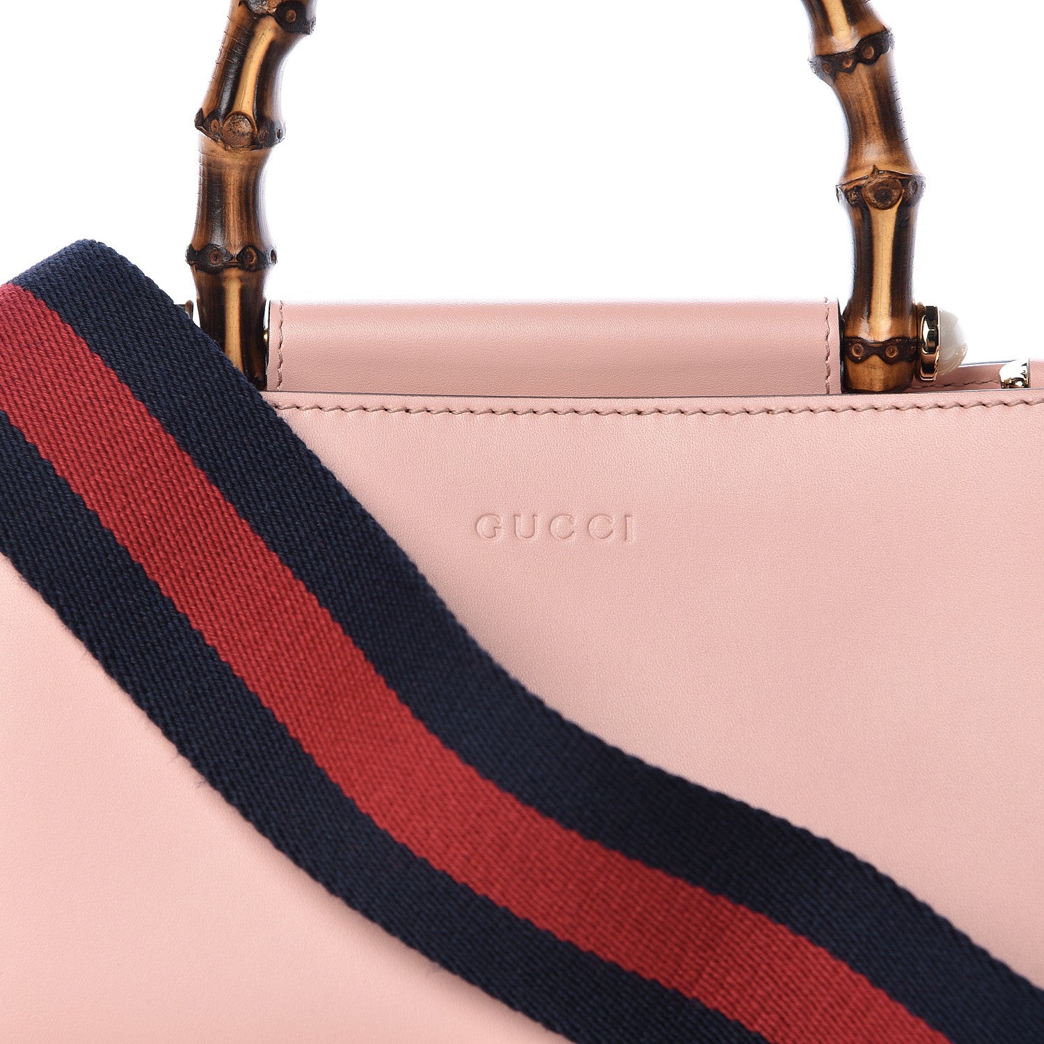 Gucci Nappa Bamboo Web Mini Nymphaea Top Handle Bag Perfect Pink Mystic White 9 of 13