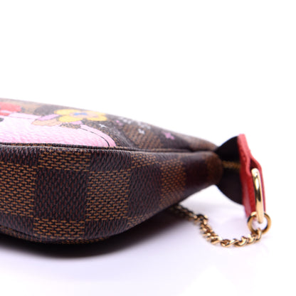 Louis Vuitton Damier Ebene 2019 Christmas Animation Mini Pochette Accessories Red 13 of 20