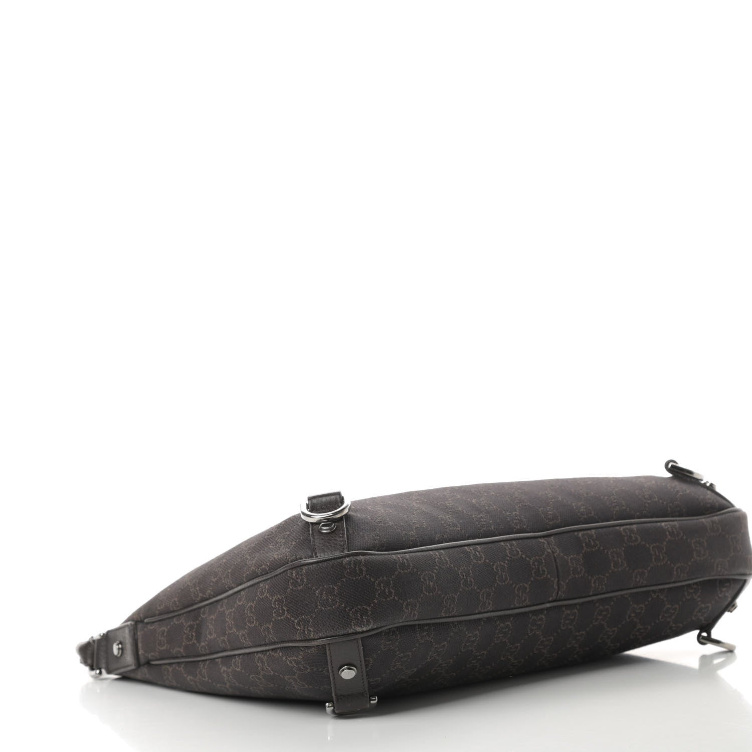 Gucci Denim Monogram Abbey D Ring Hobo Brown 4 of 13