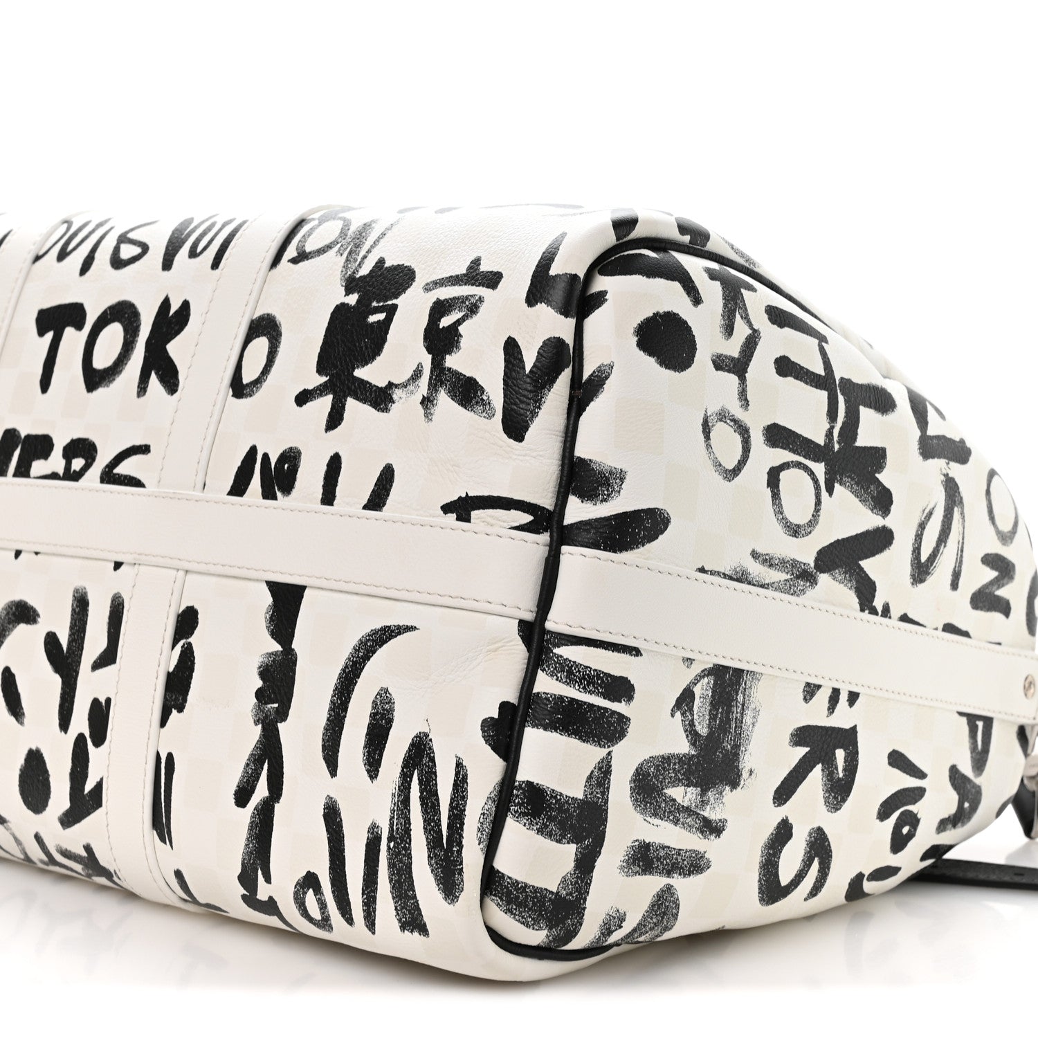 Louis Vuitton Cowhide Damier LV Dynasty Keepall Bandouliere 50 White Black 8 of 8