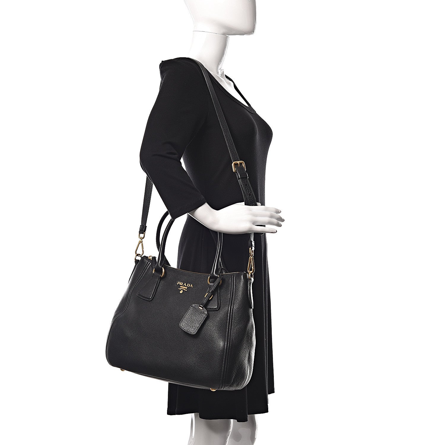 Prada Vitello Phenix Shopping Tote Black 2 of 13