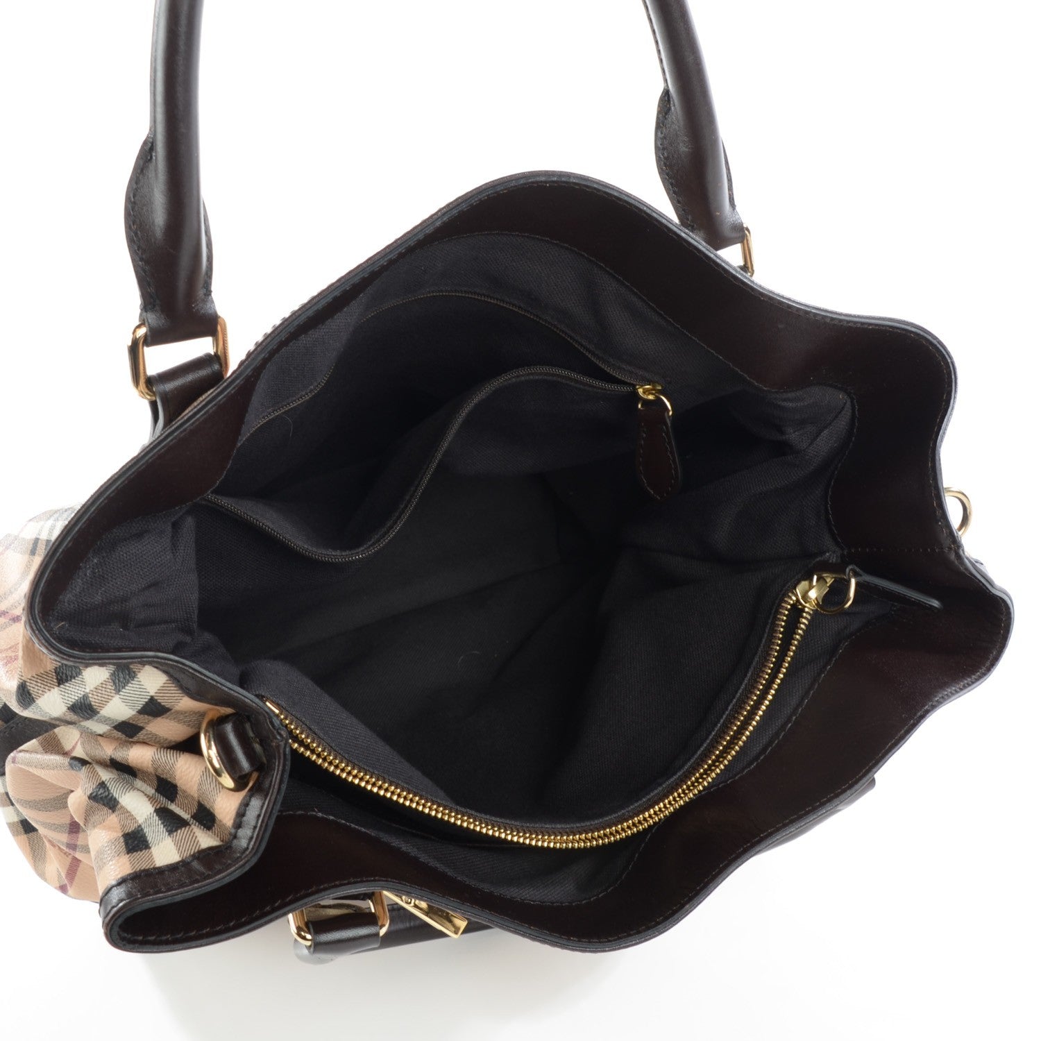 Burberry Haymarket Check Medium Golderton Tote Chocolate 5 of 9