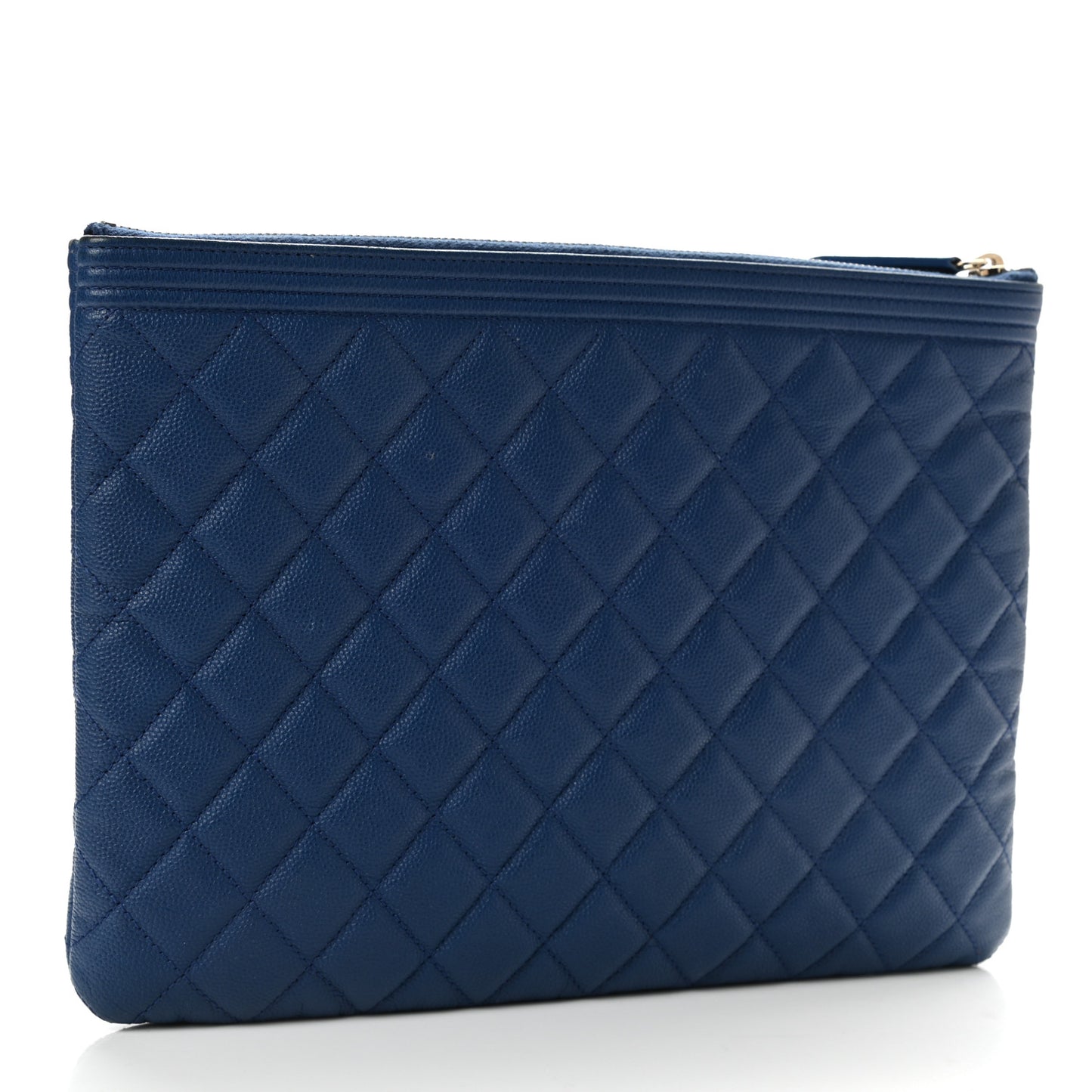 Caviar Quilted Medium Boy Cosmetic Case Blue