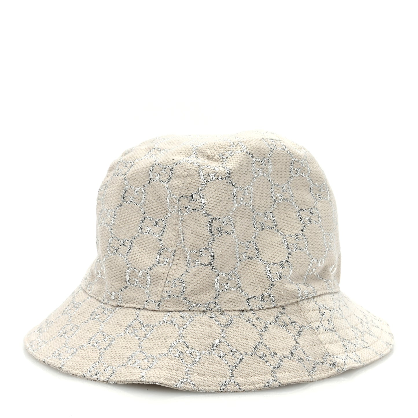 Canvas Lame GG Monogram Bucket Hat M Silver