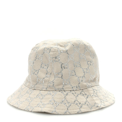 Gucci Canvas Lame GG Monogram Bucket Hat M Silver 4 of 8