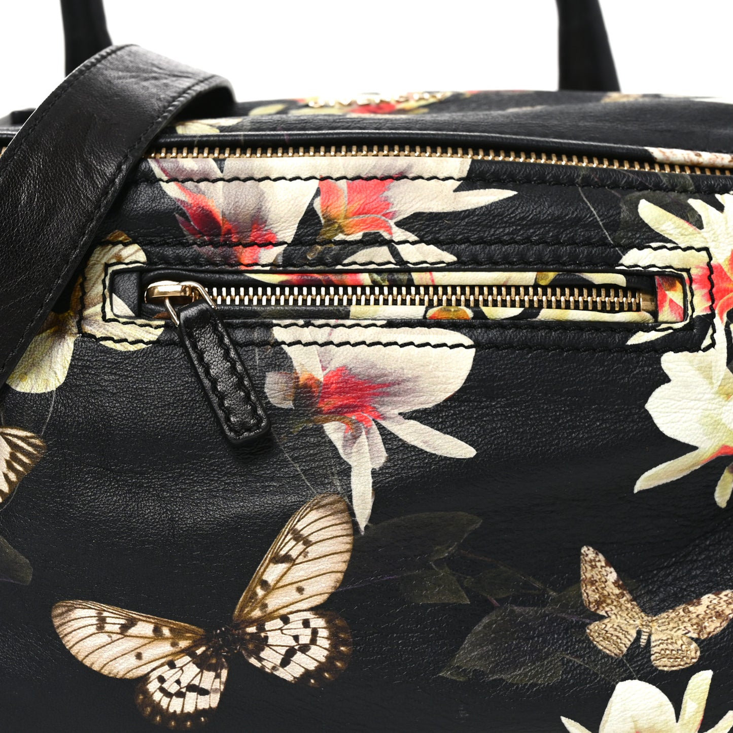 Lambskin Magnolia Print Medium Pandora Black