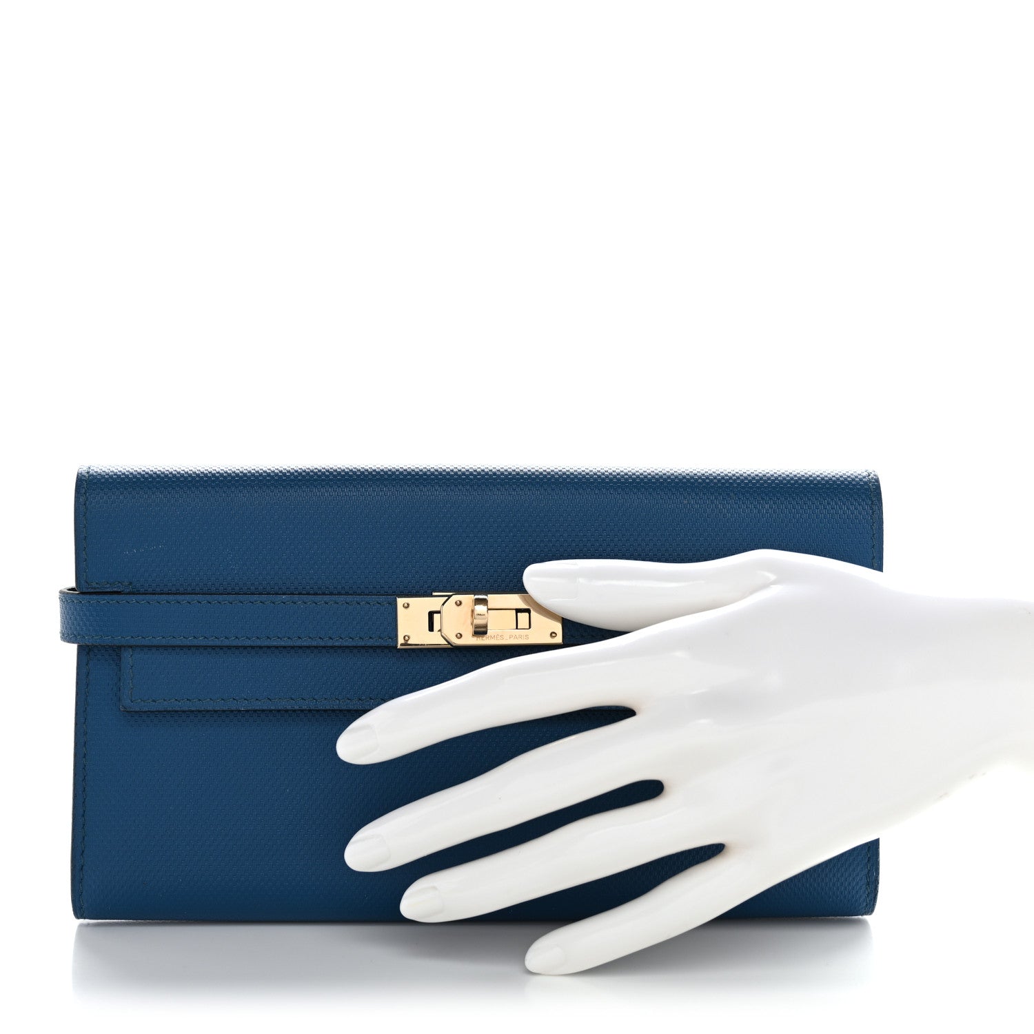 Hermes Grain d'H Kelly Longue Wallet Bleu De Galice 2 of 9