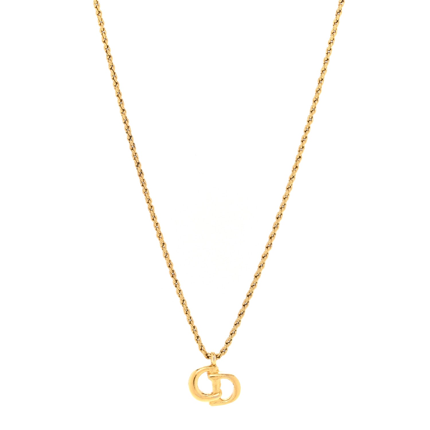 Christian Dior Metal CD Necklace Gold 1 of 6
