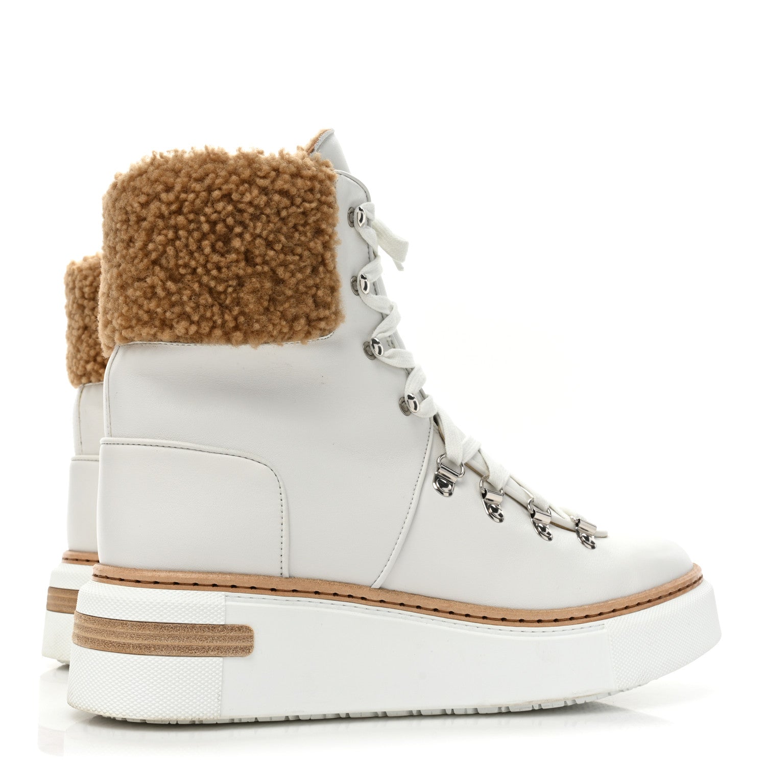 Hermes Calfskin Woolskin Womens Flocon Ankle Boots 40 White Naturel 4 of 8