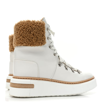 Hermes Calfskin Woolskin Womens Flocon Ankle Boots 40 White Naturel 4 of 8
