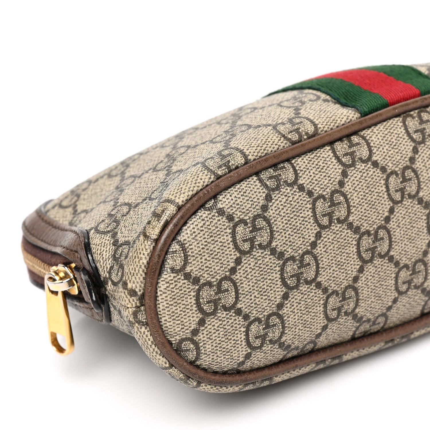 Gucci GG Supreme Monogram Textured Calfskin Web Large Ophidia Cosmetic Case Beige Ebony New Acero 8 of 9