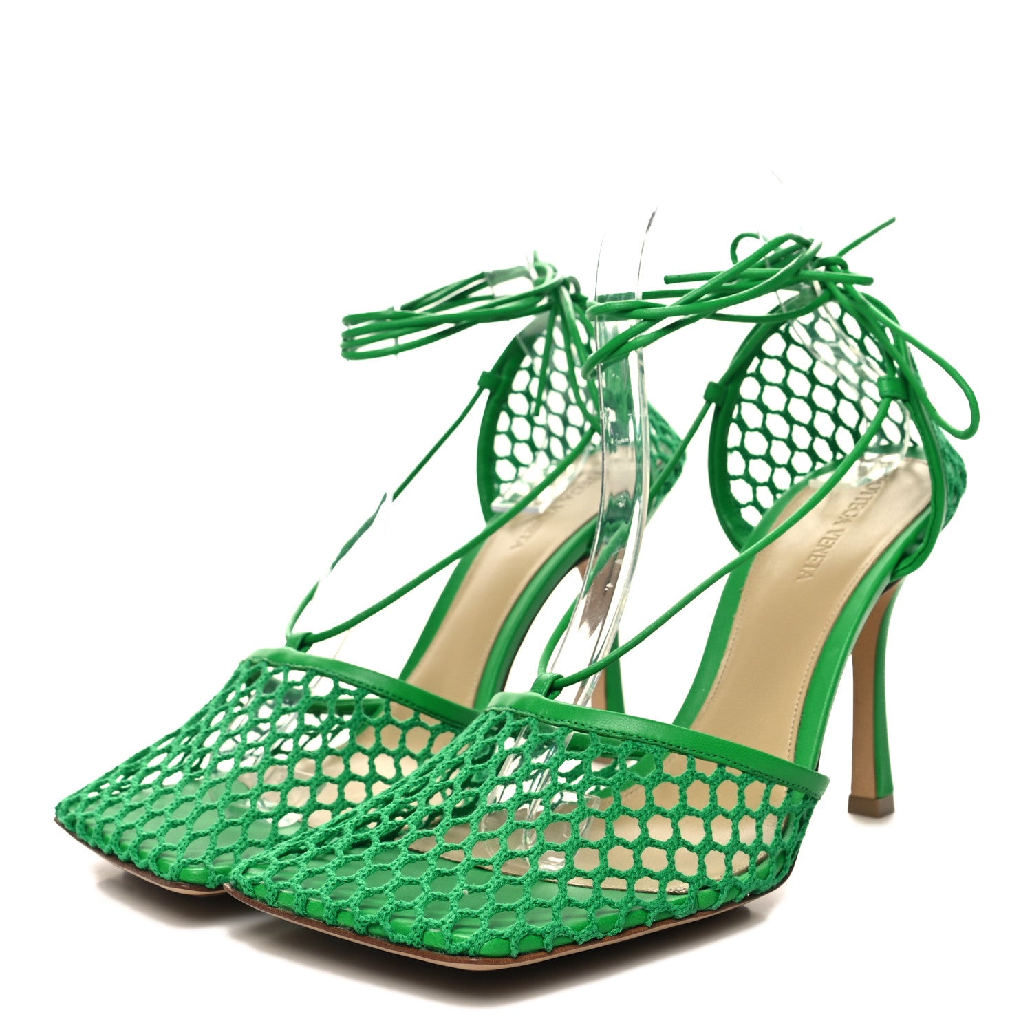 Bottega Veneta Mesh Nappa Stretch Ankle Tie 90mm Sandals 42 Grass 3 of 7