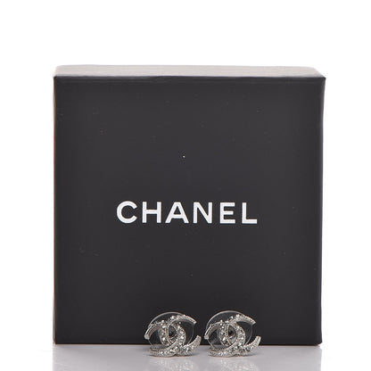 Chanel Crystal CC Moon Earrings Silver 5 of 5