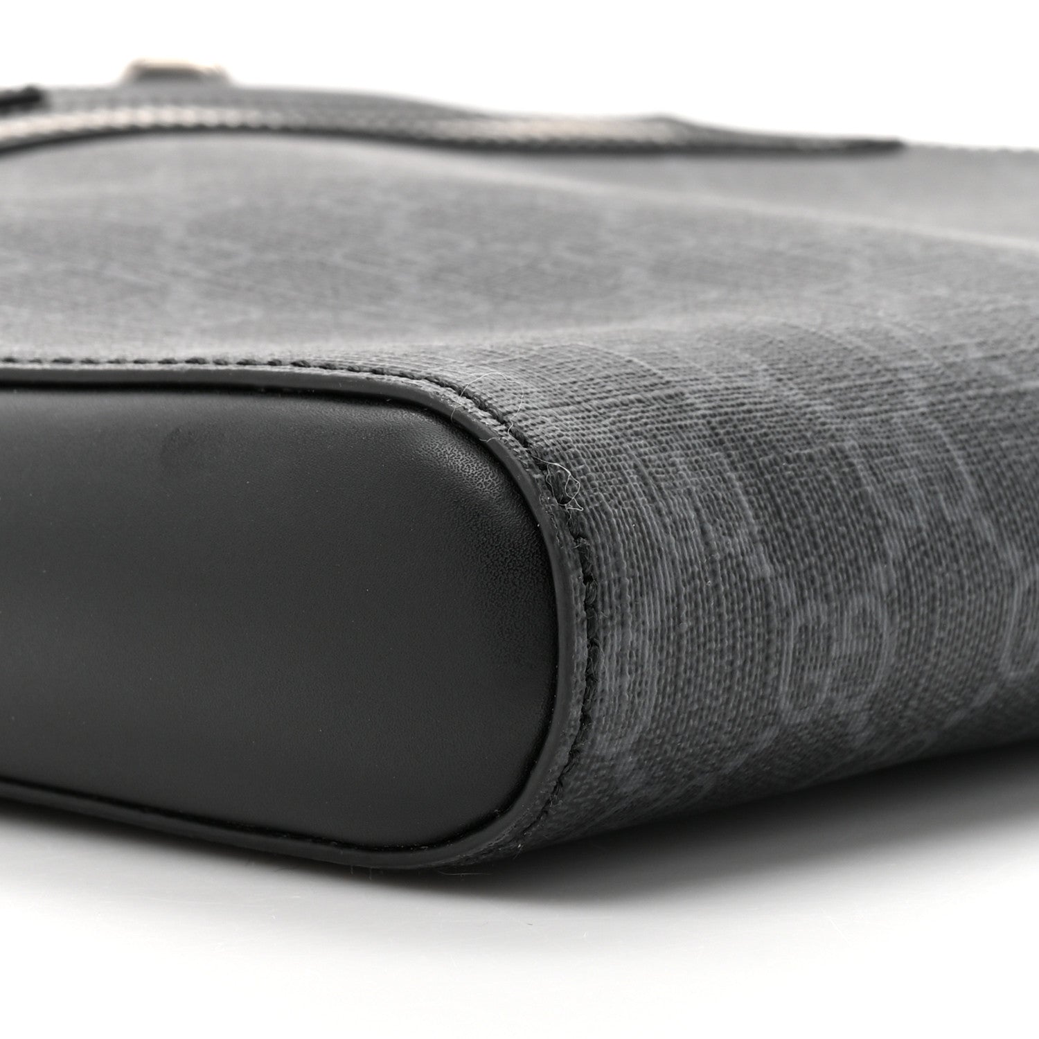 Gucci GG Supreme Monogram Appia Calfskin Web Flat Messenger Bag Black Grey 10 of 10