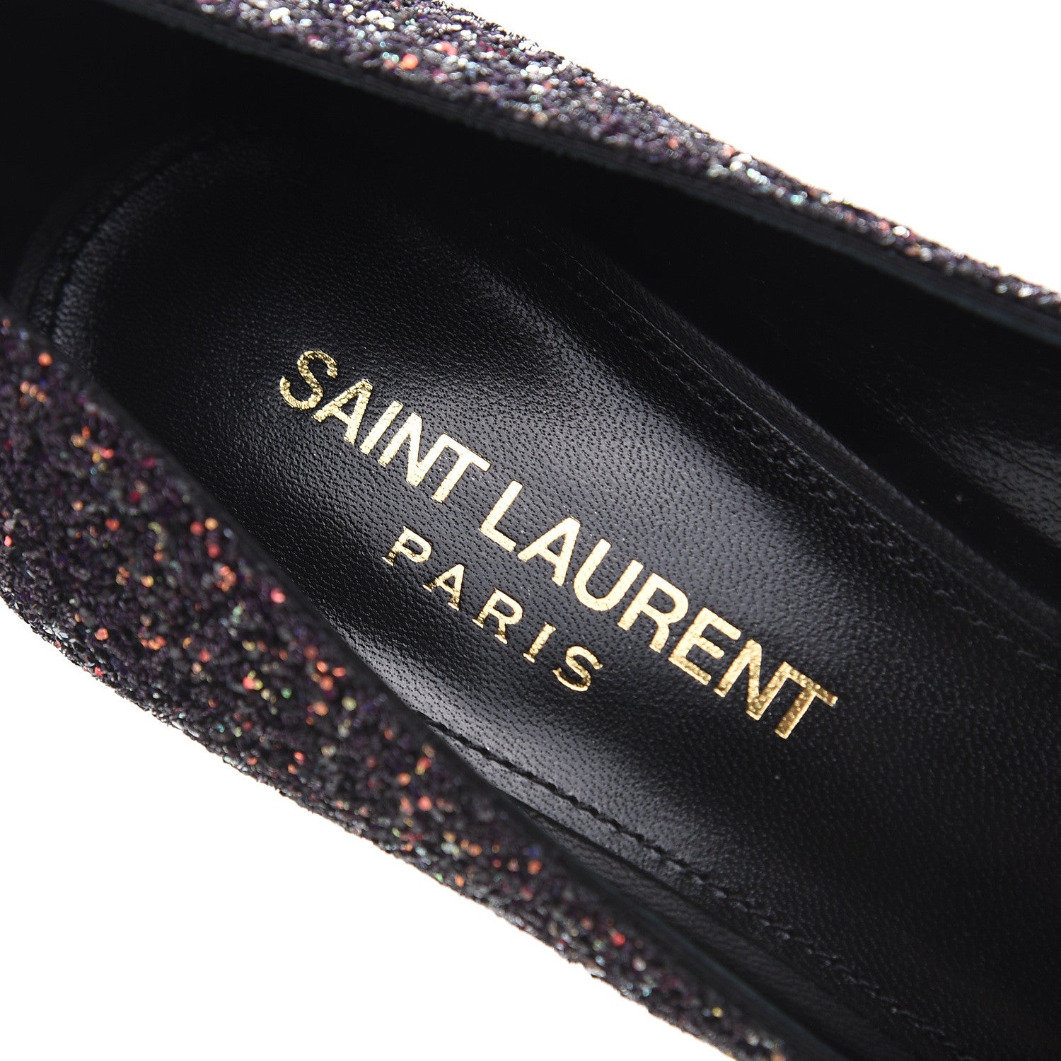 Saint Laurent Charlotte Glitter Point-toe Kitten-Heel Pumps 37 Purple 6 of 9